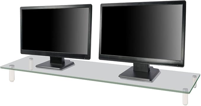 Kantek Extra-Wide Glass Monitor Riser with 8mm Tempered Glass Platform and 60-Pound Capacity, Clear Glass (MS380), 3.3" x 39.4" x 10.2" - Image 6
