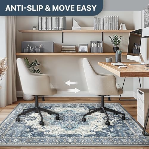 48"x60" Office Chair Mat for Hardwood Floor, Non-Slip Washable Navy - Image 5