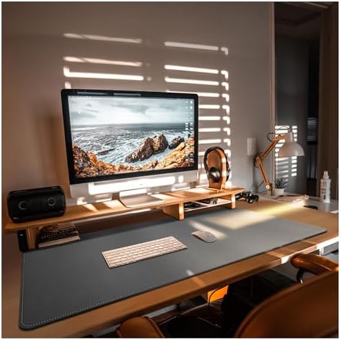 CENNBIE Leather Desk Mat,39.3x19.6 Desk Pad Blotter Protector (Grey) - Image 6