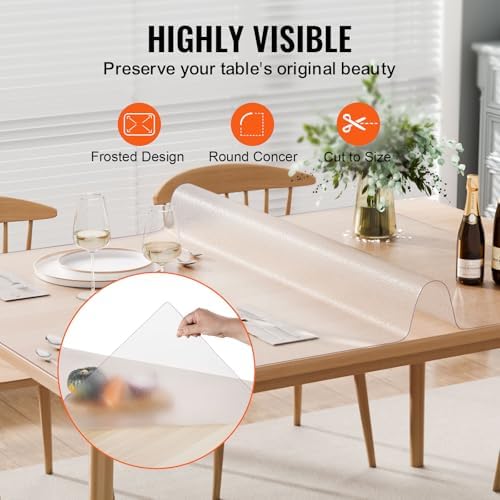 VEVOR Plastic Table Cover, 24 x 48 Inch 1.5 mm Thick Frosted PVC Desk Mat Protector, Waterproof & Easy Cleaning Desk Pad Tablecloth, for Office, Dresser, Dining Room,Night Stand - Image 5