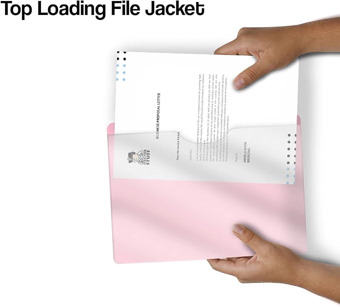 Pink Plastic Folders with Closed Sides, Doctor Stuff, Letter Size, Clear Front Top Loading Job Jacket, Documents Holder for Office, High School and Medical Files, Pack of 50 - Image 5
