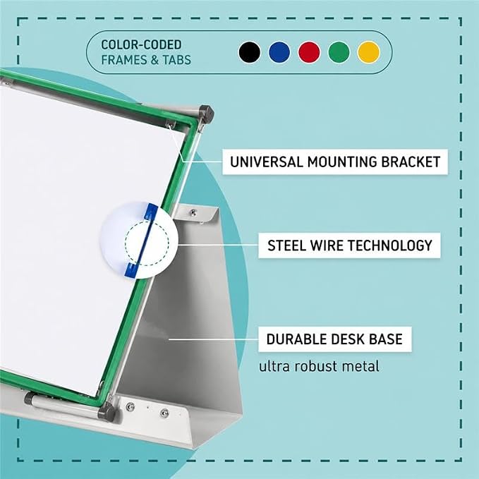 Tarifold Desktop Reference Display System, 20 Pockets, Expandable, Green | 20 Double-Sided PVC Pockets, Holds 40 Letter-Size Sheets, Sturdy Metal Base, Quick-Find Indexing, Quick and Easy to Assemble - Image 3