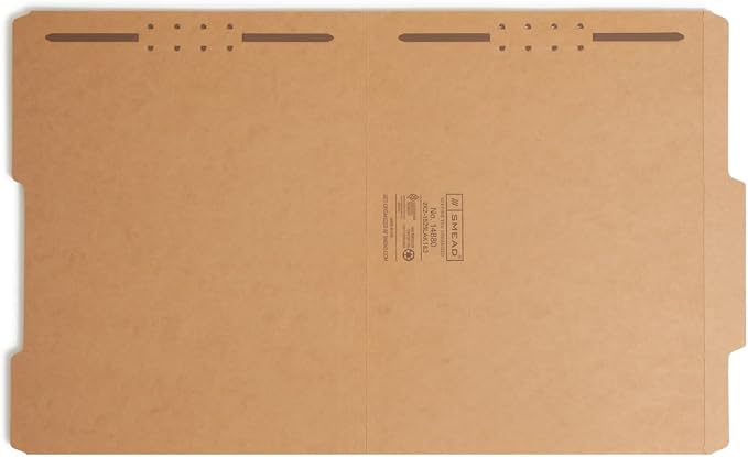 Smead Fastener File Folder, Reinforced 2/5 -Cut Tab Right of Center Position, Guide Height, Letter Size, Kraft, 50 per Box (14880) - Image 2