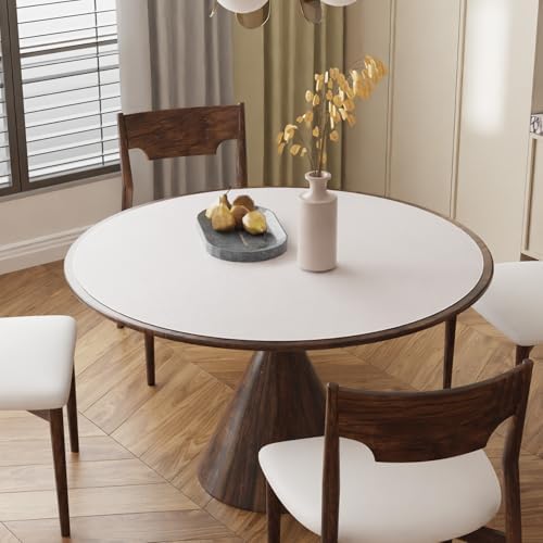 Pure White Plastic Table Cover Protector, 42" Round PVC Desk Pad Mat by FURKIT