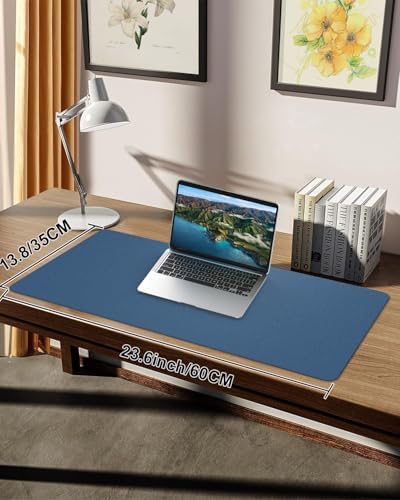 Pu Leather Desk Protector, Non-Slip Laptop Mat - Waterproof Writing Pad for Office/Home (23.6"x13.8", Grey Blue) - Image 7