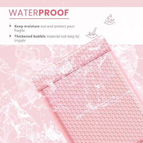 Light Pink Bubble Mailers 4x8, Poly Padded Envelopes #000, 1000 Pack - Image 3