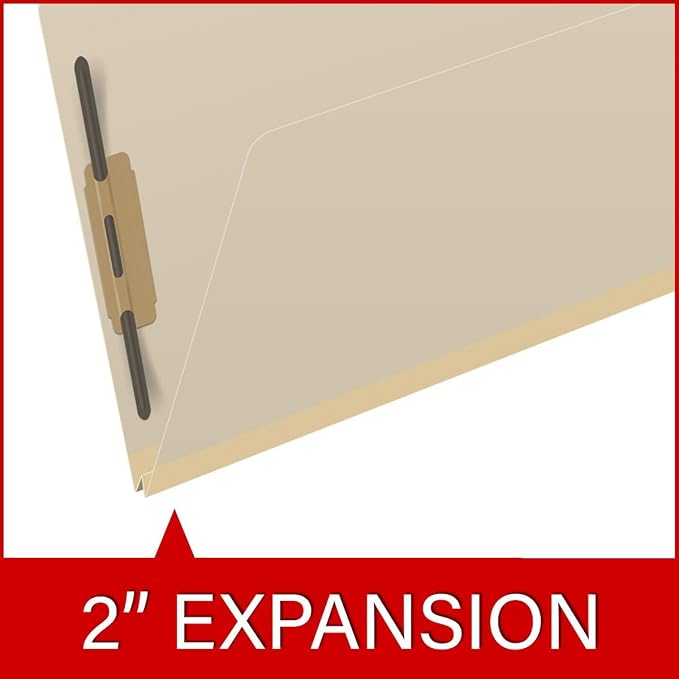 Ecom Folders End Tab File Folders | Legal Size 18 Pt Manila Stock with 2" Expansion | Fasteners Position 1 & 3 for Medical Charts, Legal Documents, Administrative Records & Shelf Filing | Box of 25 - Image 7