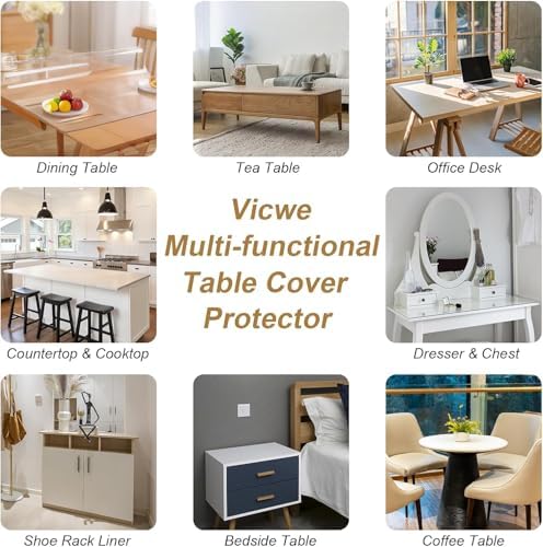 Vicwe Clear Table Cover Protector, 42x72 Inch Single-Sided Frosted Desk Mat - Image 7