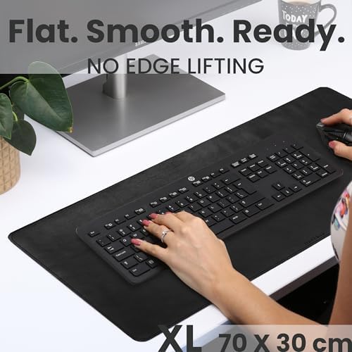 Full Grain Leather Desk Pad, Black, L (27.6 x 11.8 inch) - Image 3