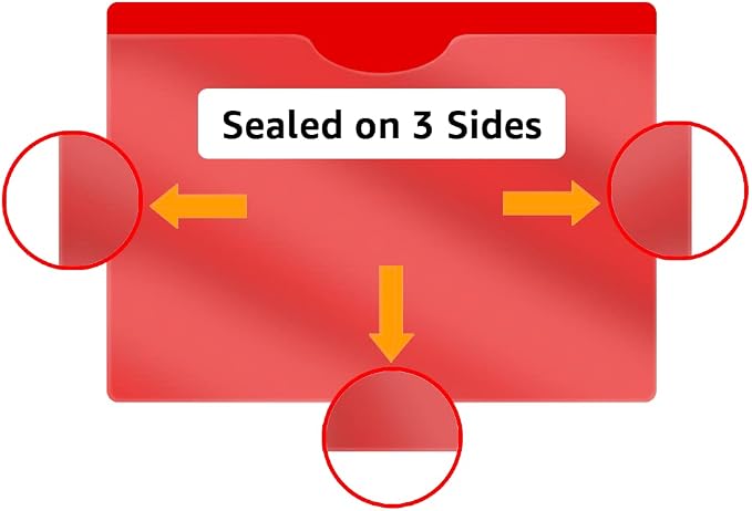 Red Plastic Folders with Pockets and Clear Cover, Doctor Stuff, Letter Size, Top Loading Vinyl File Folders, Job Jacket, Documents Holder, Pack of 100 - Image 3