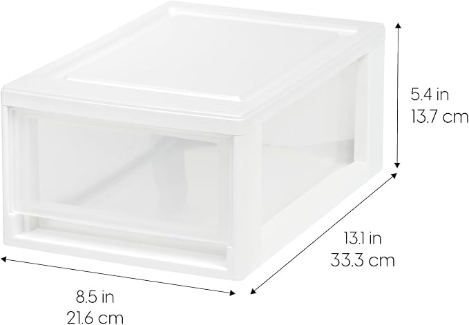 IRIS USA 2-Pack, 6 Qt. Small Stacking Drawer Storage Organizer, White | Keep craft supplies, accessories, office items, and small essentials organized around your home for easy everyday storage - Image 3