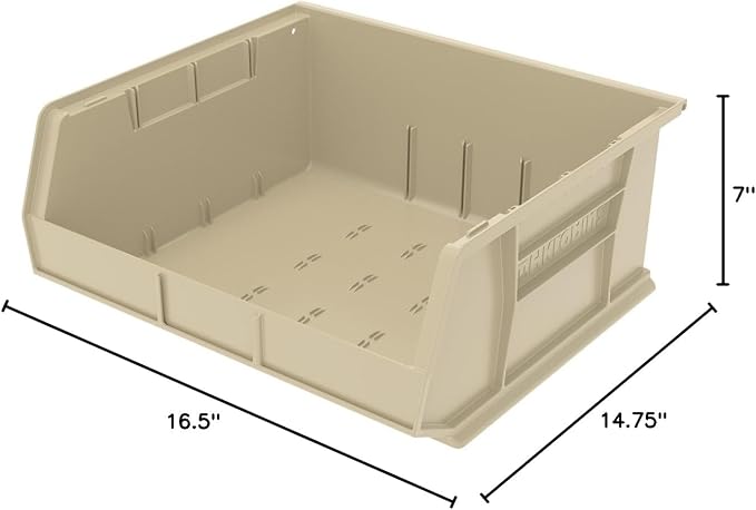 Akro-Mils 30250 AkroBins Plastic Storage Bins, 15"x16"x7", Stone, 6-Pack | Space-Saving Stackable Bins for Garage, Pantry, Craft Organization - Image 5