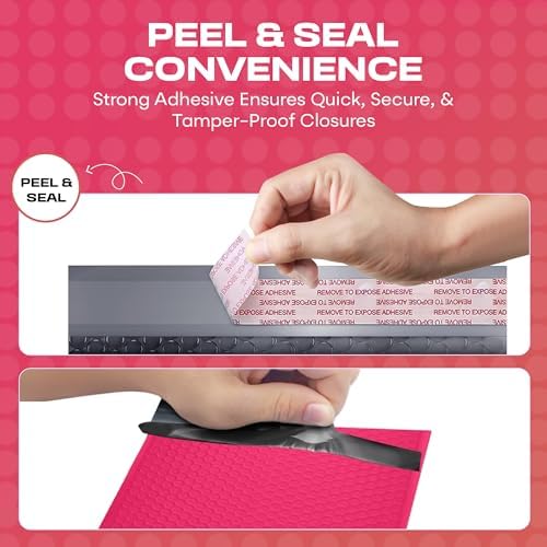 Fuchsia Bubble Mailers 6x10, Poly Padded Envelopes #0, 250 Pack Bulk - Image 3