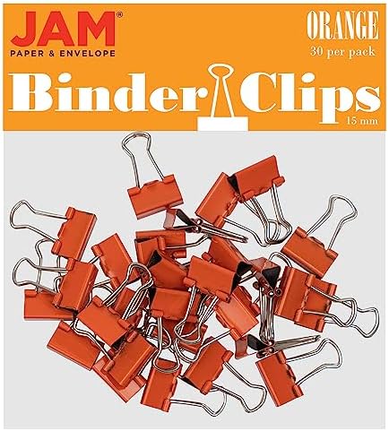 JAM PAPER Colorful Binder Clips - Extra Small - 3/5 Inch (15 mm) - Orange Binderclips - 30/Pack by JAMPaper
