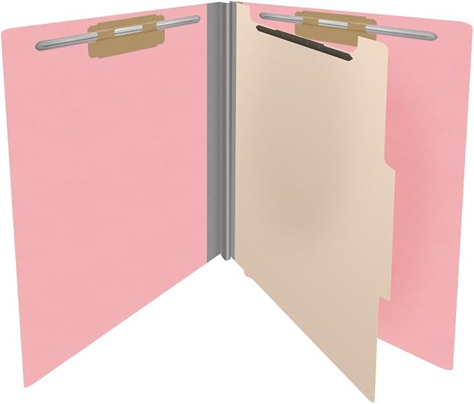 Ecom Folders Heavy Duty Top Tab Classification Folders | Letter Size 18 Pt Stock with 1 Divider | 2/5 Cut Right Position Tab for Medical, Legal and Office Documents | Pink, Box of 10 - Image 4