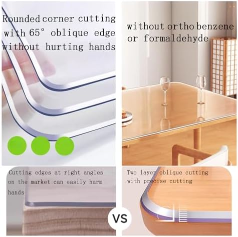 19"x31"PVC Plastic Table Cover Protector Transparent Tablecloth,1.5mmClear Desk Mat, Crystal Pad,Vinyl Desk Pad Protector Top of Desks for Kitchen Office Desktop Non-Slip Heat Resistant - Image 3