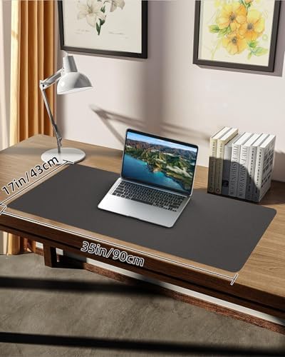 PULeather Non-Slip Desk Mat, Large Mouse Pad & Laptop Desk Pad - Waterproof Writing Pad for Office & Home (Dark Grey, 35.4" x 17") - Image 5