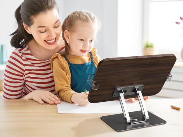 Book Stands for Reading,Adjustable Book Holder with 360° Rotating Metal Base,Foldable Cookbook Stand, Reading Hands Free with ABS Expandable Page Clips for Recipe,Textbook,Laptop - Image 7