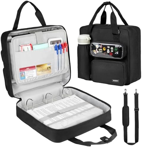 Zipper Binder 3 Ring with Ita Window,700 Sheets Capacity, Binder 3 Inch with Shoulder Strap Fits 13 Inch Laptop for School and Office,Black by ZIOZERTT