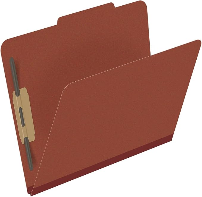 25 Pt. Pressboard Classification Folders, 2/5 Cut ROC Top Tab, Letter Size, No Dividers, Brick Red (Box of 25) - Image 2