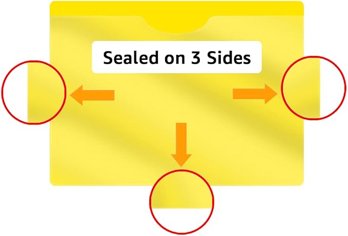 Yellow Plastic Folders with Pockets and Clear Cover, Doctor Stuff, Letter Size, Top Loading Vinyl File Folders, Job Jacket, Documents Holder, Pack of 100 - Image 3