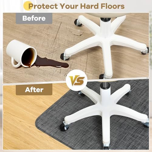 BesWin Large Office Chair Mat for Hardwood Floor, 48" x 60" Desk Floor Mat for Rolling Chair, Heavy Duty Anti-Slip Floor Protector Rug for Home Office, Black - Image 2