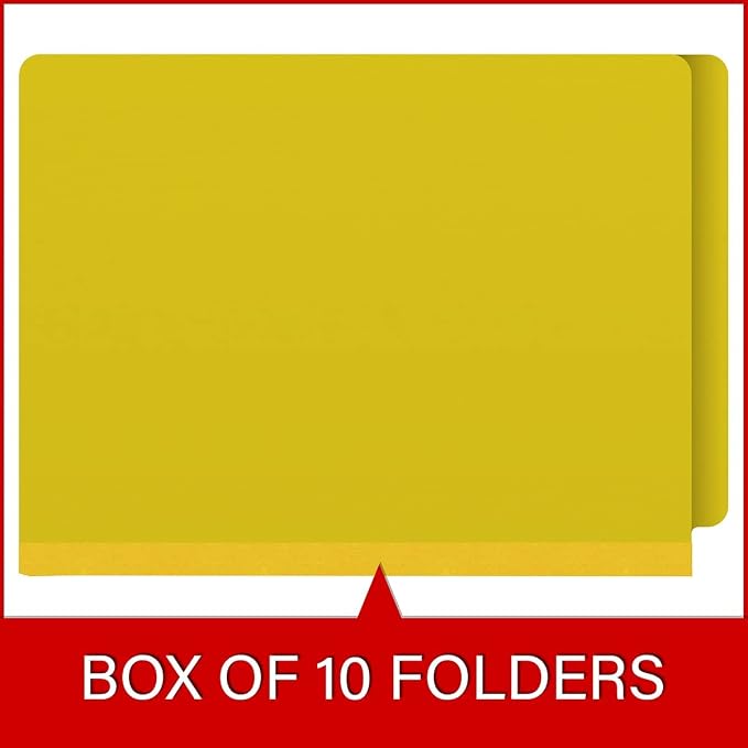 25 Pt. Pressboard Classification Folders, Full Cut End Tab, Letter Size, No Dividers, Yellow (Box of 25) - Image 6