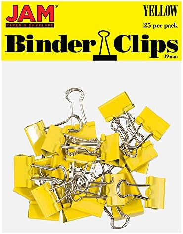 JAM PAPER Colorful Binder Clips - Small - 3/4 Inch (19 mm) - Yellow Binderclips - 25/Pack by JAMPaper