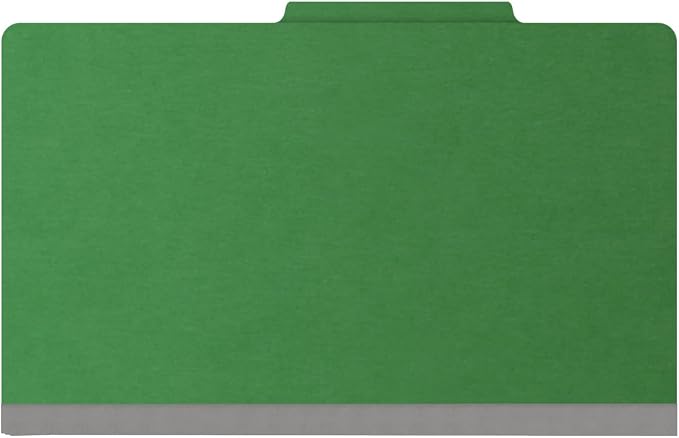 25 Pt. Pressboard Classification Folders, 2/5 Cut ROC Top Tab, Legal Size, 2 Dividers, Moss Green (Box of 10) - Image 3