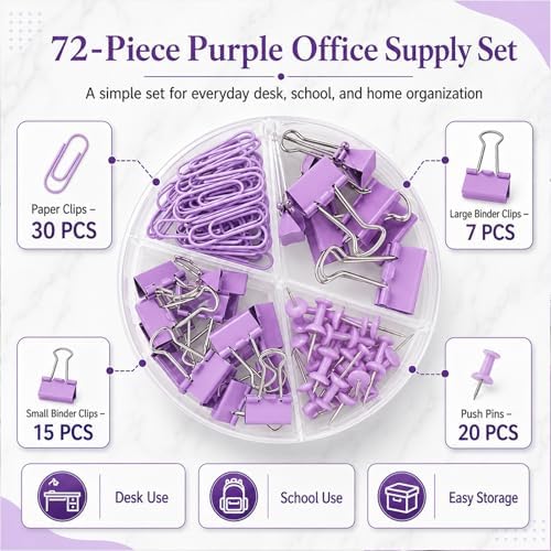 Paper Clips Binder Push Pin Set, Assorted Sized Binder Clips - Image 5