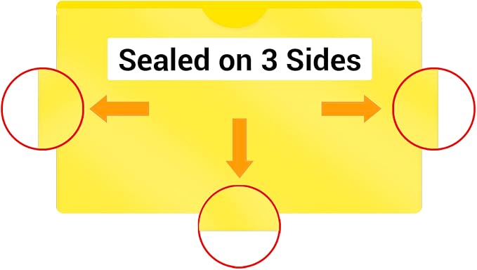 Doctor Stuff- 25 Pack, Vinyl Plastic Pocket File Folders Closed Sides, Legal Size, Clear Front Top Loading Job Jacket, Documents Holder for Office, High School and Medical Files, Yellow - Image 3
