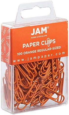 JAM PAPER Colorful Standard Paper Clips - Regular 1 Inch - Orange Paperclips - 100/Pack - Image 2