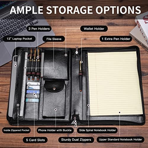 Personalized Vegan Leather Portfolio with Front Pocket for Legal Pad - Image 5