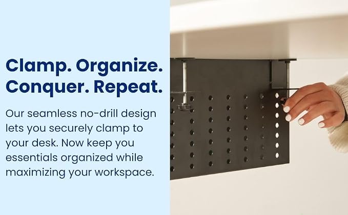 GAROOD Laptop Side Storage Vertical Laptop Stand Under Desktop Storage Clamp On Desk Shelf Hanging Desk Organizer Laptop Desktop Mount Side Table Organizer Caddy Book Caddy - One Tier Black - Image 5