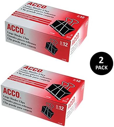 ACCO Binder Clips, Large, 2 Boxes, 12 Clips/Box (72102) - Image 2