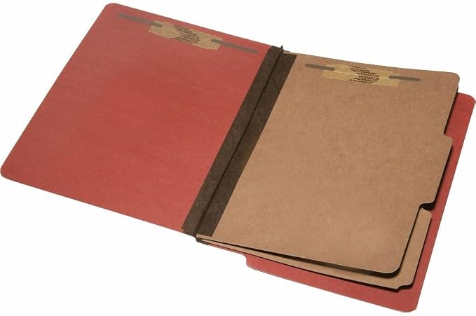 SKILCRAFT 7530-01-590-7104 Six-Part End Tab Classification Folder, Letter Size, 2 Dividers, Red (Box of 10) - Image 2