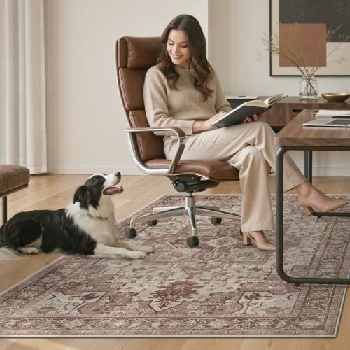 48"x60" Office Chair Mat for Hardwood Floor, Non-Slip Washable Brown Red - Image 7