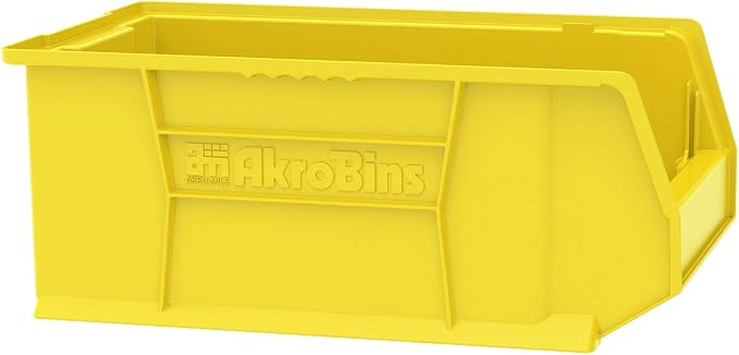 Akro-Mils 30281 Super-Size AkroBins Plastic Storage Bins, Space-Saving Stackable Bins for Garage, Classroom, Warehouse Organization, 20" L x 12" W x 8" H, Yellow, 3-Pack - Image 2