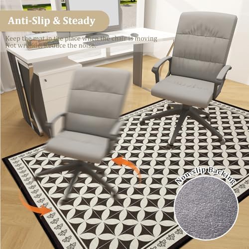 Office Chair Mat for Hardwood Floor, 48"x36" Easy Glide Computer Desk Mat Protector for Rolling Chair Under Desk Rug Nonslip Backing, Machine Wash (Modern) - Image 5
