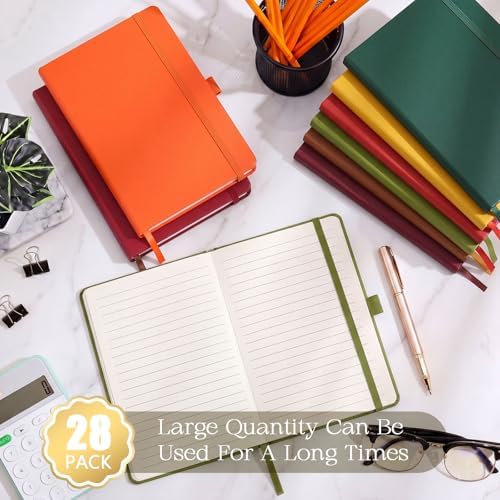 Laumoi 28 Pack A5 PU Leather Lined Notebook Journal, Vibrant Color,Simple - Image 4