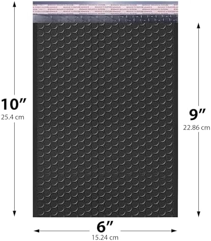 Jet Black Bubble Mailers 6x10, Self Seal Poly Padded Envelopes #0, 250 Pack - Image 2