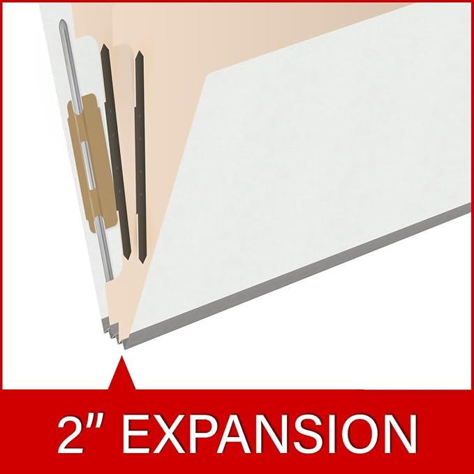 Heavy Duty End Tab Color Folders, 2/5 Cut ROC Top Tab, Letter Size, 2 Divider, White (Box of 10) - Image 7