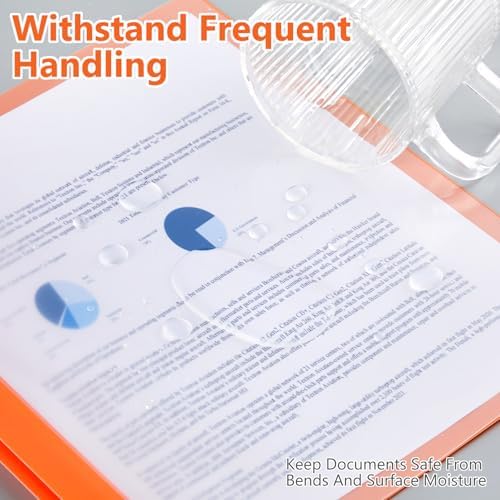 Feifeiya 48 Pack Plastic Report Covers with 3 Prongs Presentation Folders Bulk, 100 Sheet Capacity, Clear Front Report Covers for Presentation Document Paper School Office Supplies (Orange) - Image 3