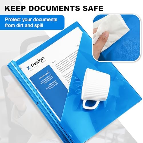 Teling 24 Pcs Clear Front Report Covers with 3 Prongs, Suit for A4/8.5'' x 11'' Letter Size Paper, Plastic Blue Presentation Folders Bulk, 90 Sheet Capacity, for School Business - Image 4