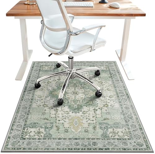 36"x48" Office Chair Mat for Hardwood Floor, Non-Slip Washable Green by BESBLEE