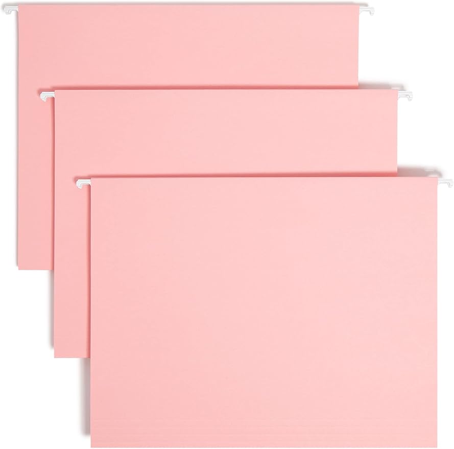 Smead Standard Hanging File Folders, 25 Count, Pink, 1/5-Cut Adjustable Tabs, Letter Size (64066) by SMEAD