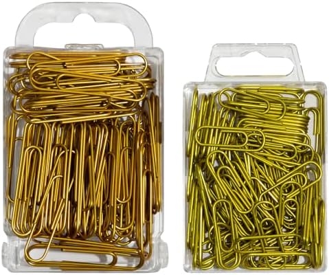 JAM PAPER Combo Pack Colorful Paper Clips - Standard & Jumbo - Gold Paperclips - 1 Pack of 100 & 1 Pack of 75 - Image 3