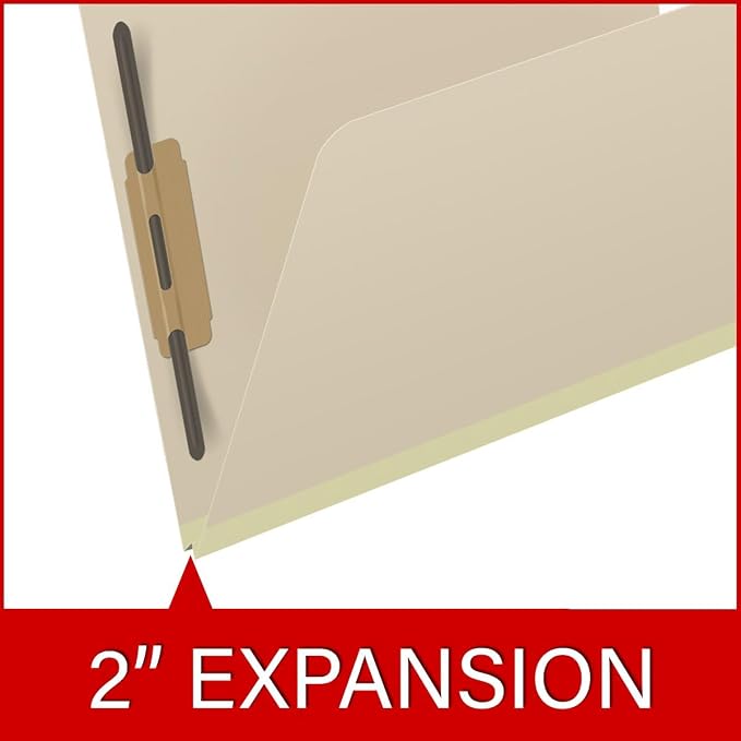 Top Tab Pressboard Folders, Letter Size, 2" exp, Fasteners Pos #1 & #3, Manila (Box of 25) - Image 7