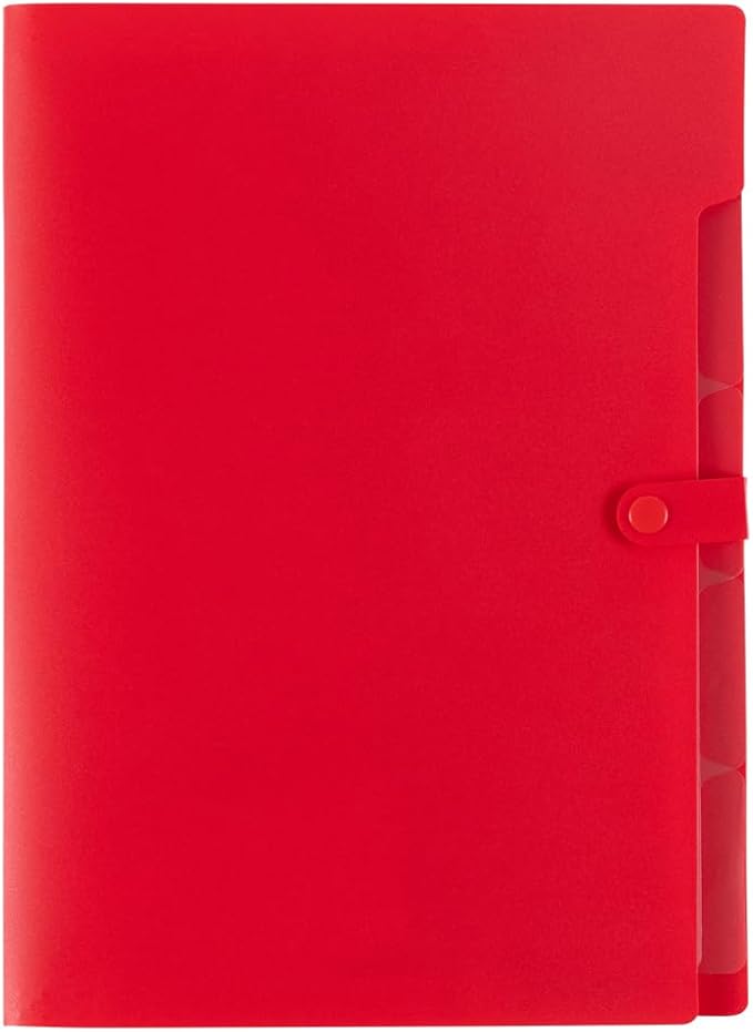 JAM PAPER Slim Expanding File Folder - 5 Pocket Plastic File Folder – Snap Closure - 9 x 11 1/2 - Red - Sold Individually - Image 2