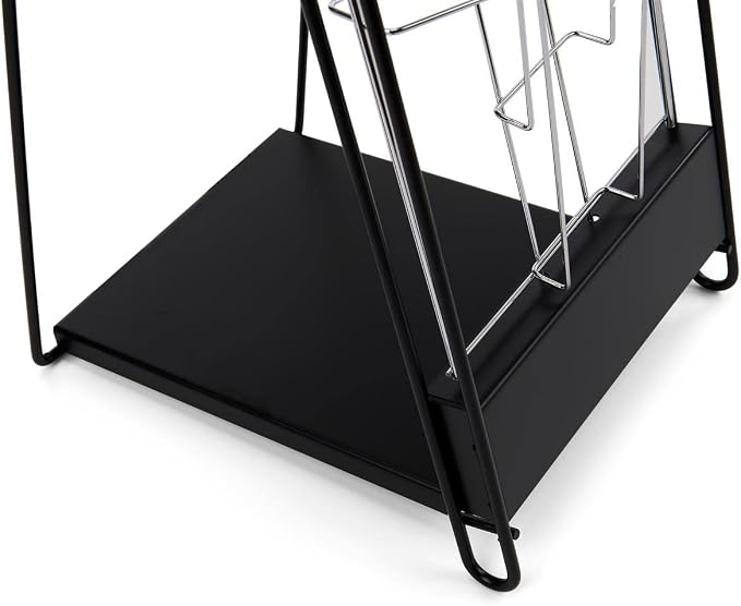 Displays2go Portable Magazine Rack, Black, 54" h Floor-standing | 10 Pockets for 8.5x11 Catalogs, Carry Bag Included, Tiered Design, Steel, NCYBRCHBLK - Image 5
